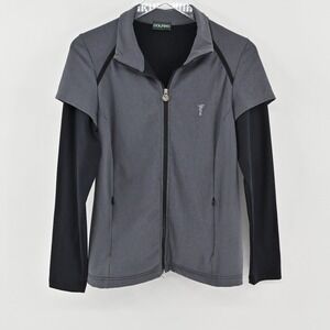 Golfino Zip Jacket Womens Size 8 Grey Black Athletic Layering Lightweight Sports